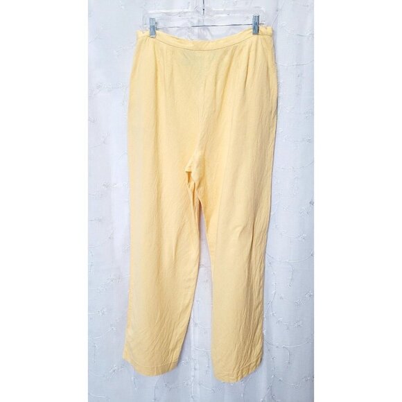 Norton McNaughton Linen & Rayon Yellow Pockets Flat Front Pants Women's Size 14 - Picture 4 of 6